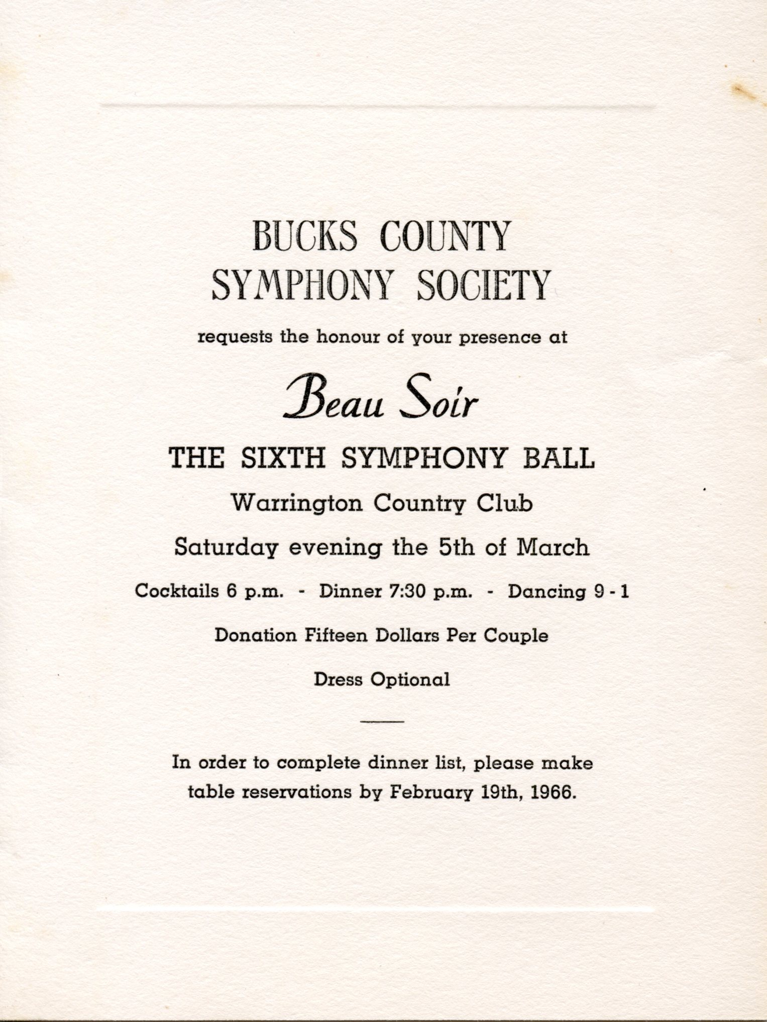 Invitation to the 1966 Ball